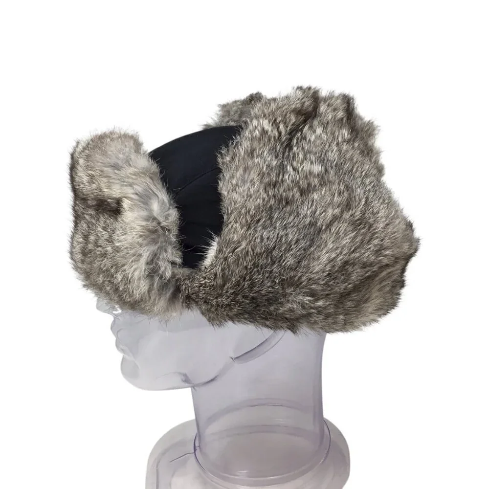 American Classics Real Rabbit Fur Trapper Hat Ear Flaps Insulated Sz M Aviator